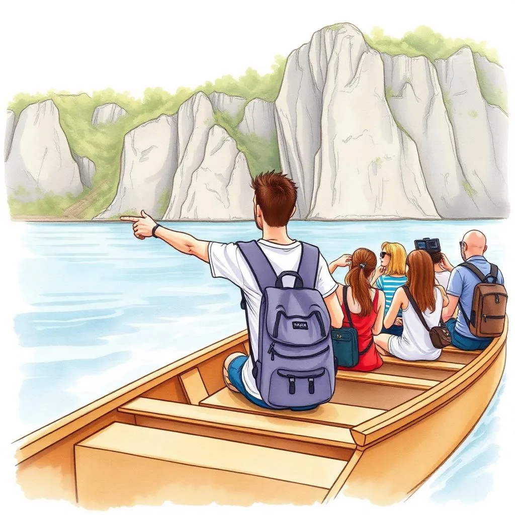Ilustratie cartoon watercolor — Ghizi & agenții locale de turism