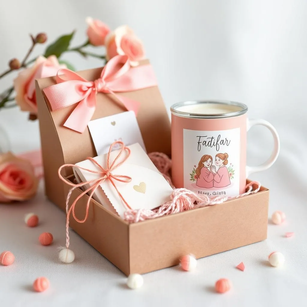 Cutie cadou cu cană personalizată, mărțișor și felicitare