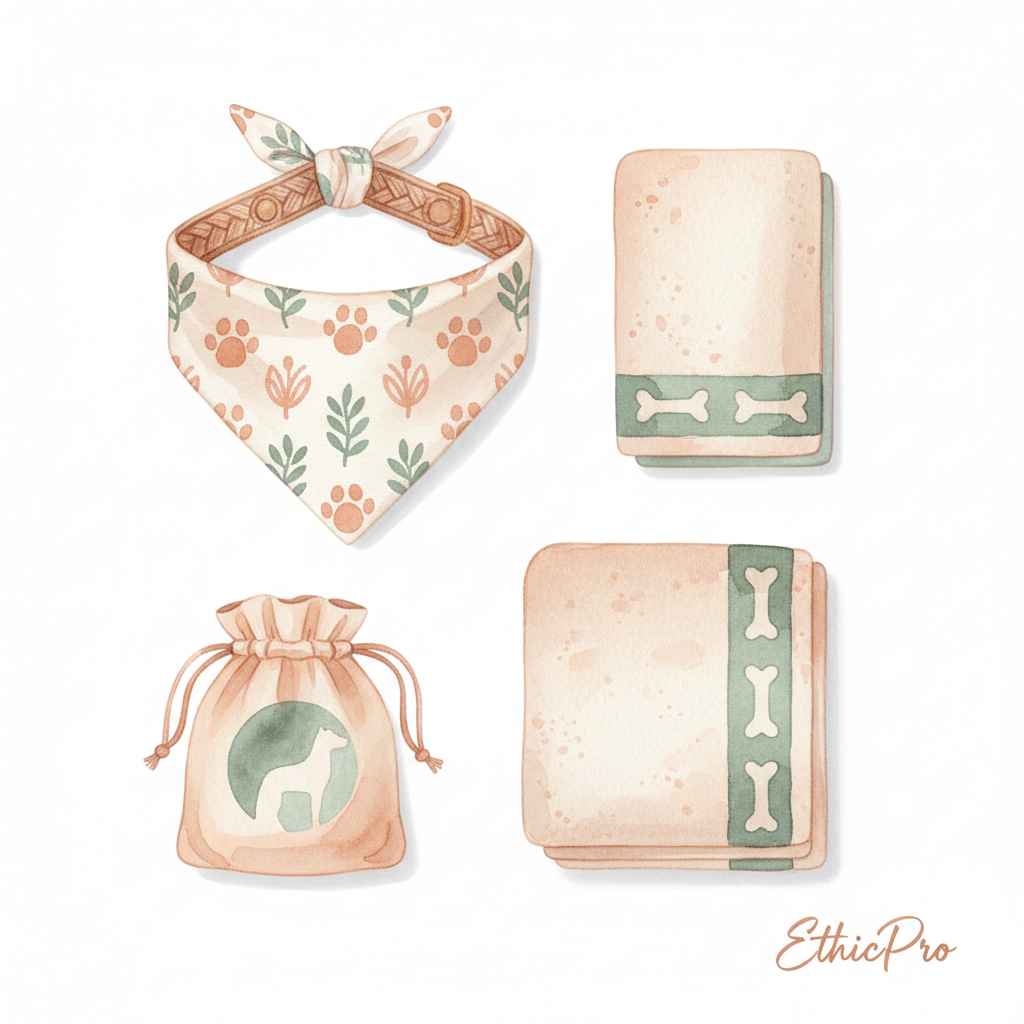 Compoziție vizuală pentru pachetul Pet styling — accesorii personalizate