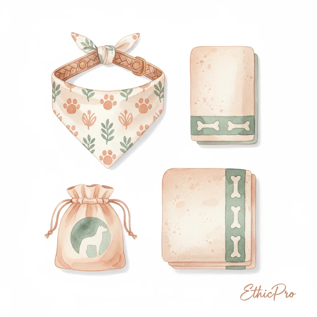 Compoziție vizuală pentru pachetul Pet styling — accesorii personalizate
